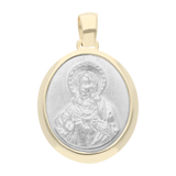 Medalla Sagrado Corazón de Jesús bicolor 14K