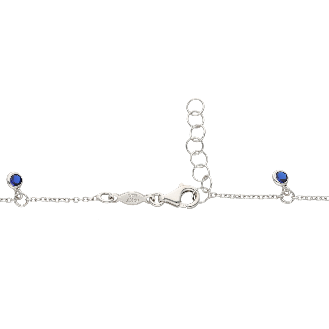 Pulsera circonias azules colgantes 14K