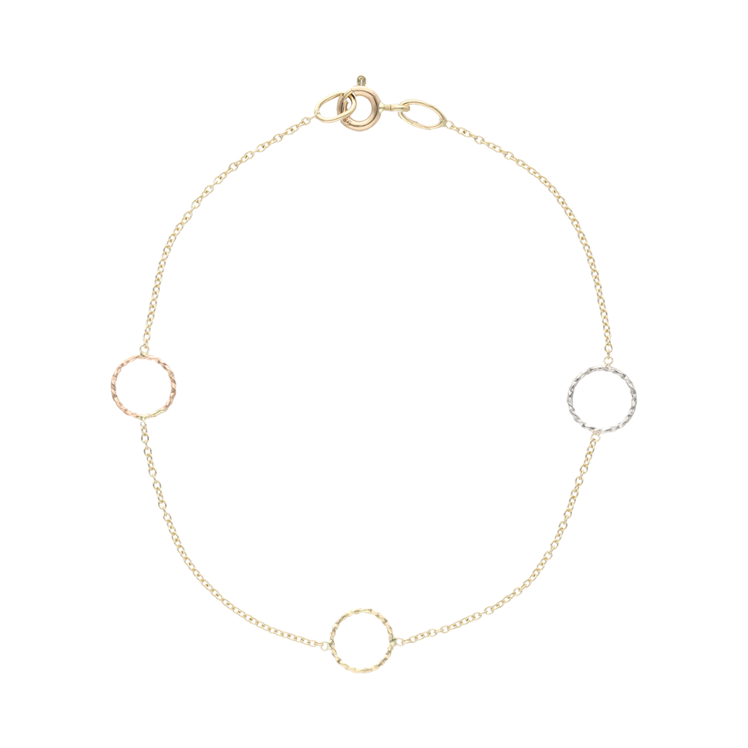 Pulsera círculos diamantados 14K