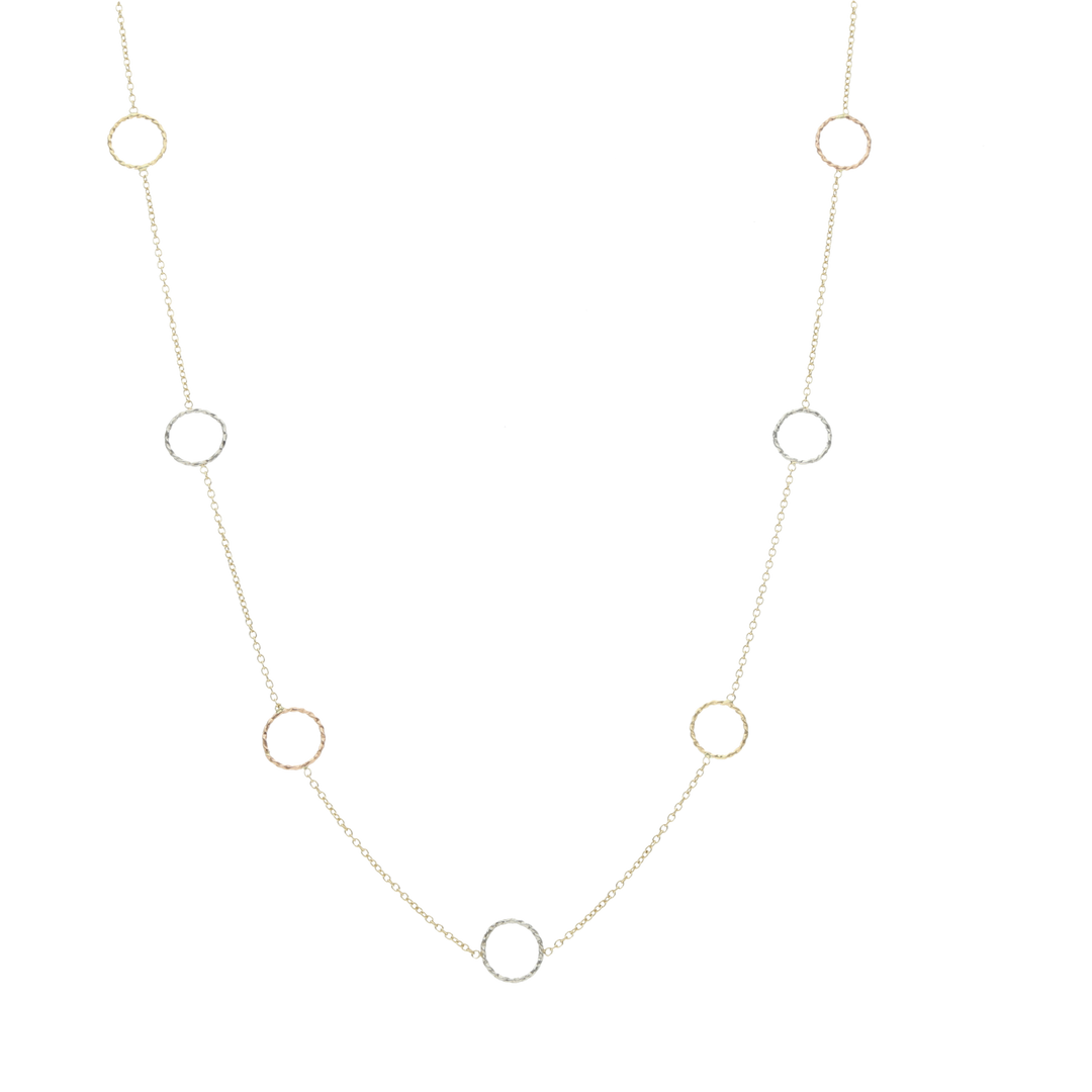 Collar círculos diamantados 14K