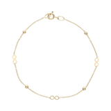 Pulsera infinitos y bolitas 14K