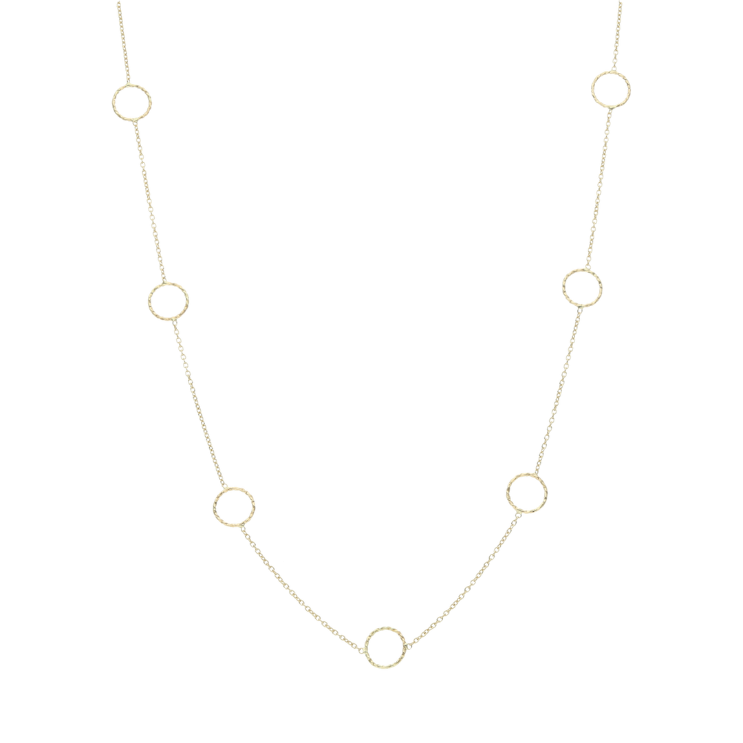 Collar círculos diamantados 14K