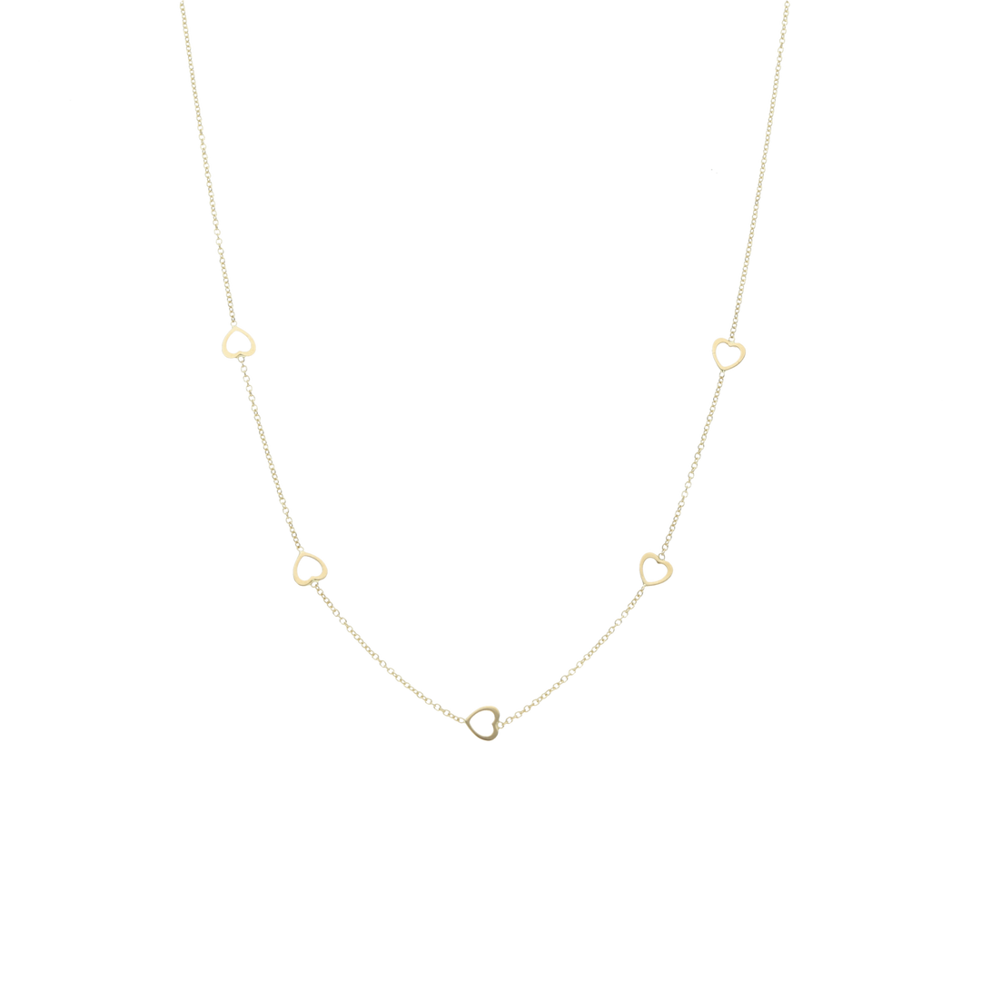 Collar corazones 14K