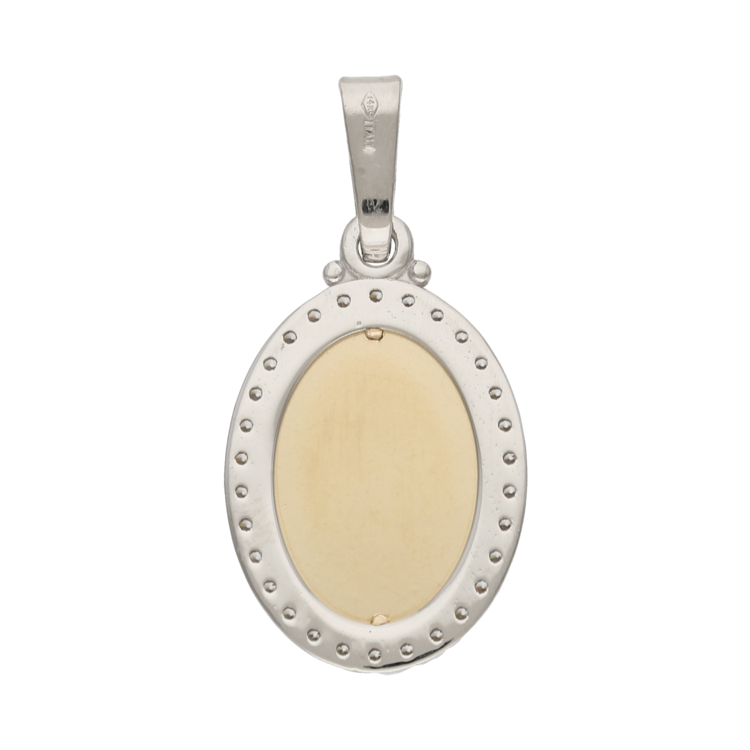 Medalla Guadalupe circonias bicolor 14K