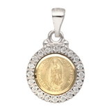 Medalla Guadalupe circonias bicolor 14K