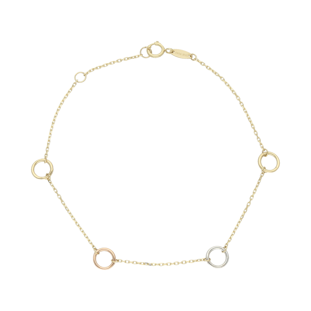 Pulsera círculos tricolor 14K