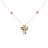 Collar cruz circonias colores 14K