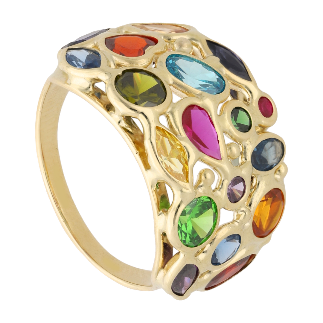 Anillo circonias colores 14K