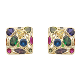 Aretes cuadrados circonias colores 14K