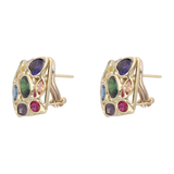 Aretes cuadrados circonias colores 14K
