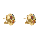Aretes figura ondeada circonias colores 14K