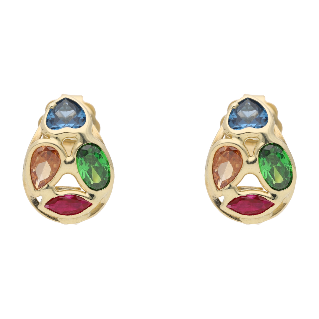 Broquel gota circonias colores 14K