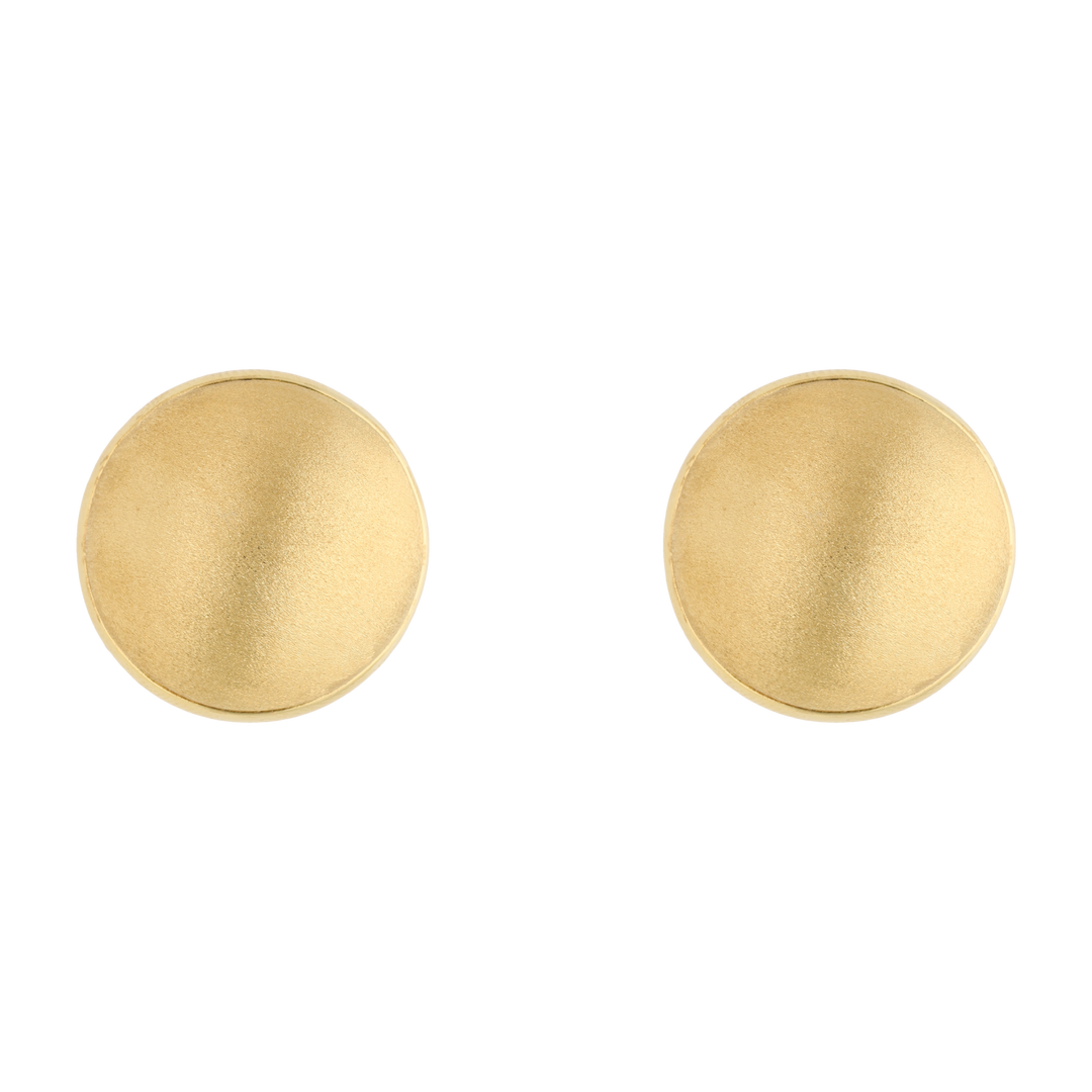 Aretes botón grandes mate 14K