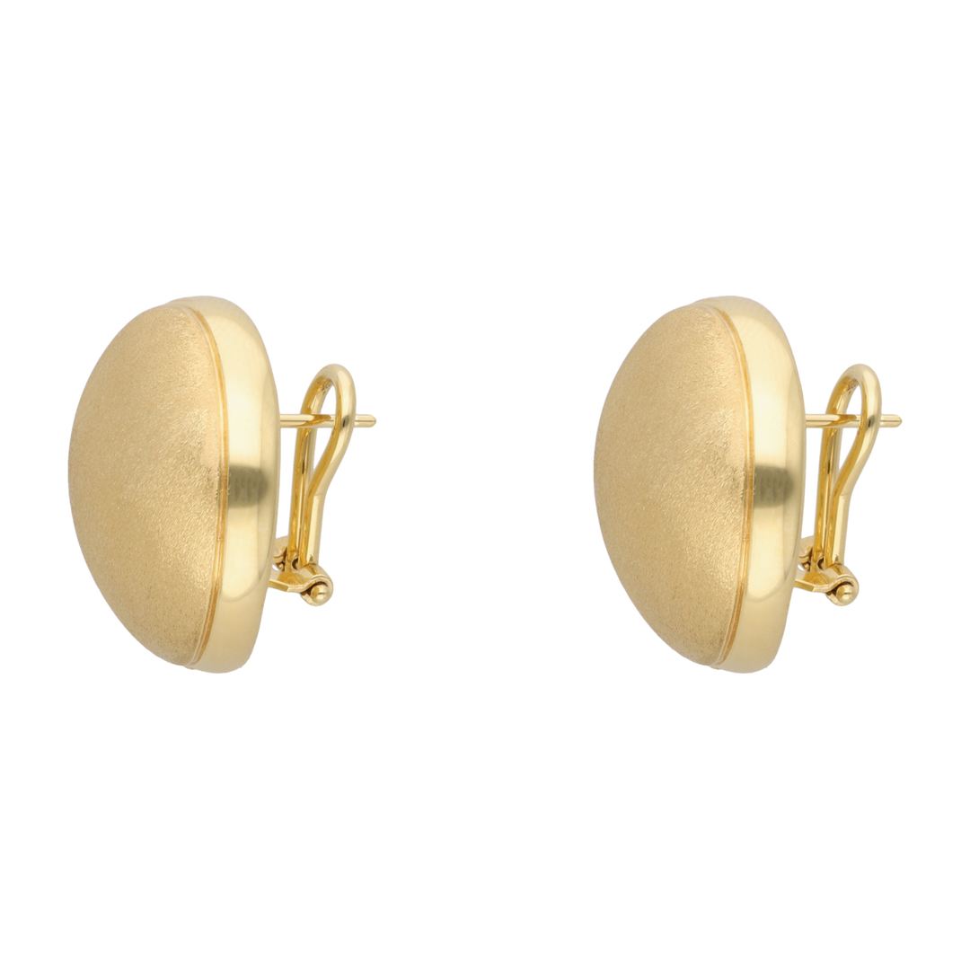 Aretes botón grandes mate 14K