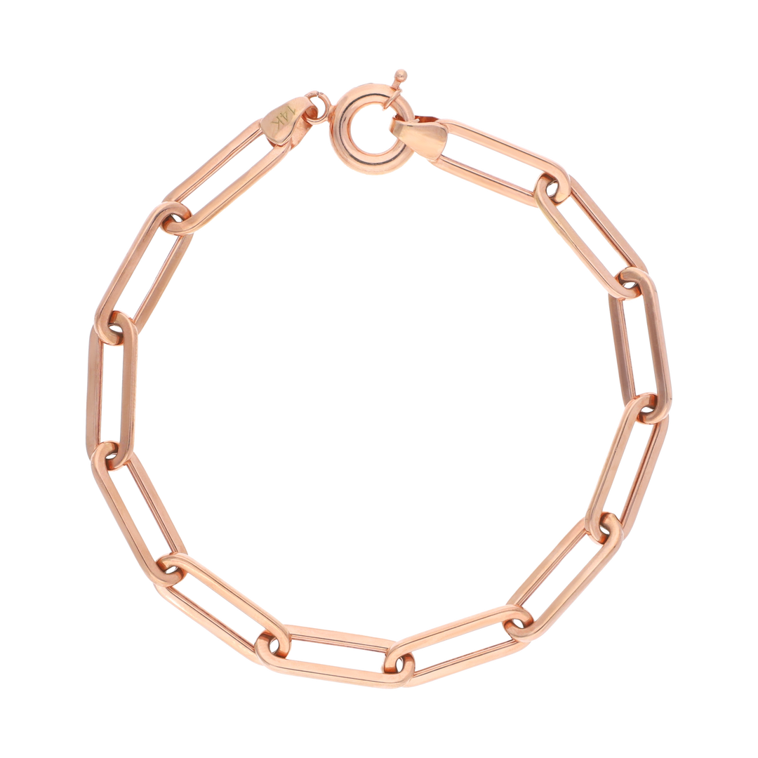 Pulsera hueca oro rosa 14K