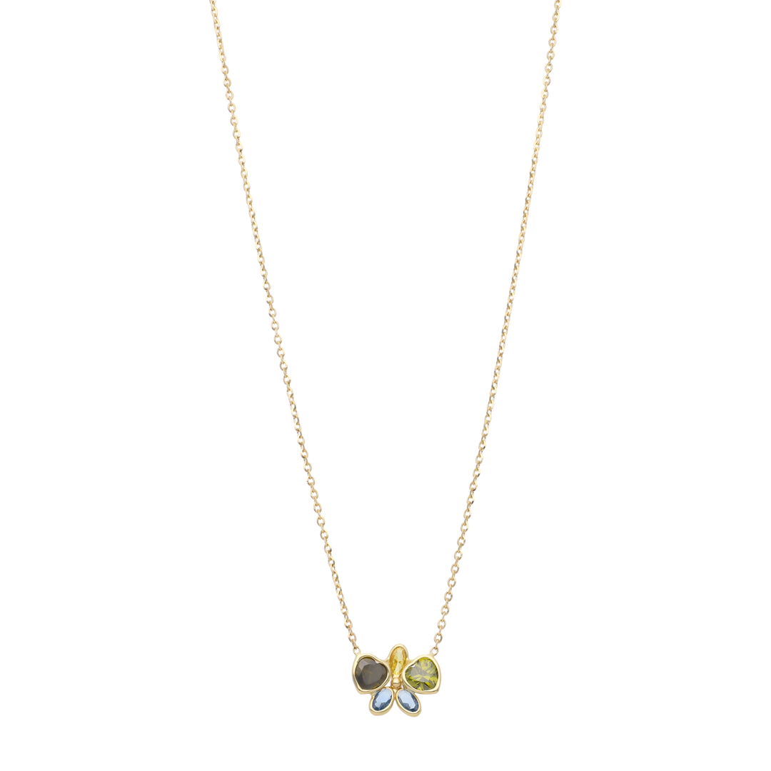 Collar mariposa circonias colores 14K