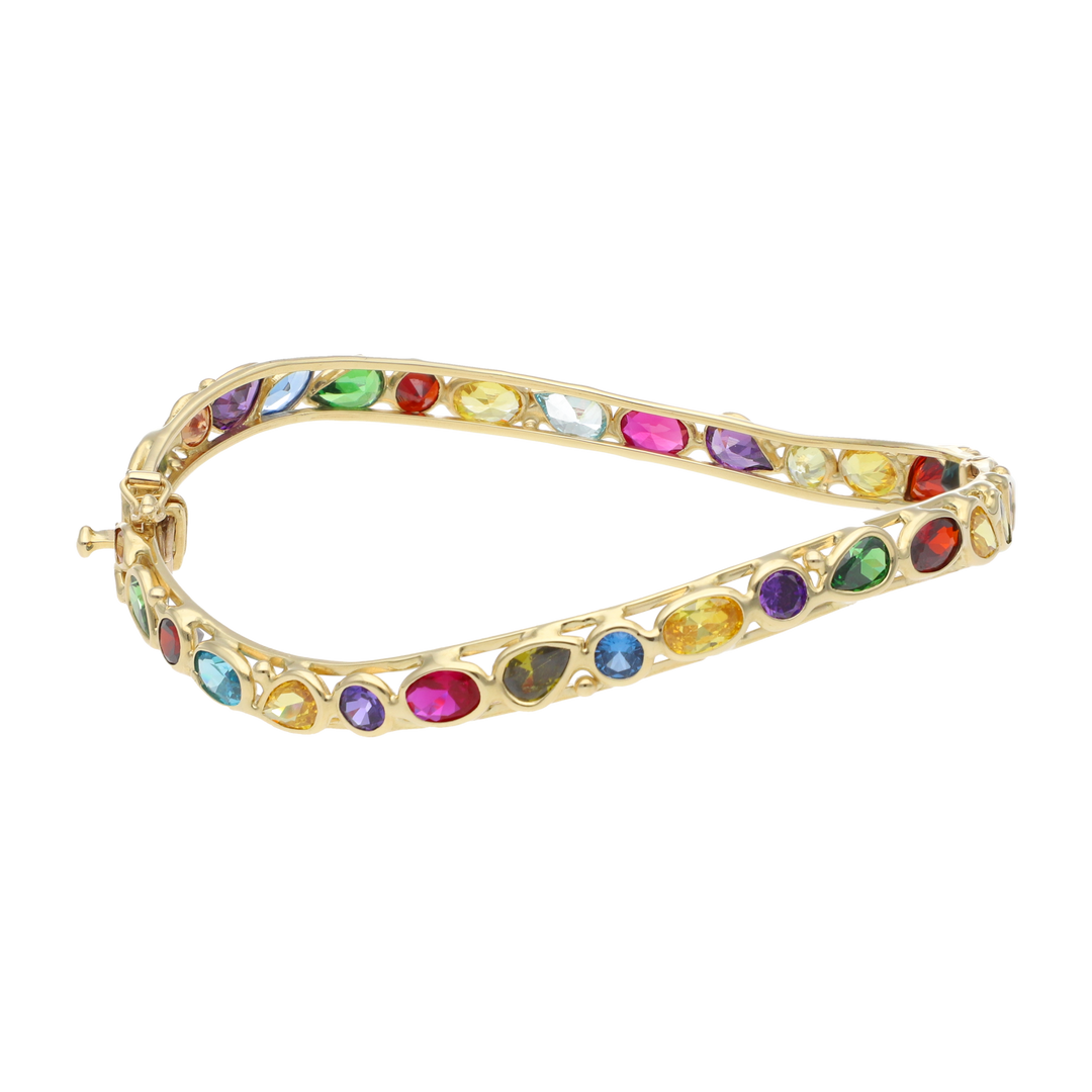Aro rígido curvedao circonias colores 14K
