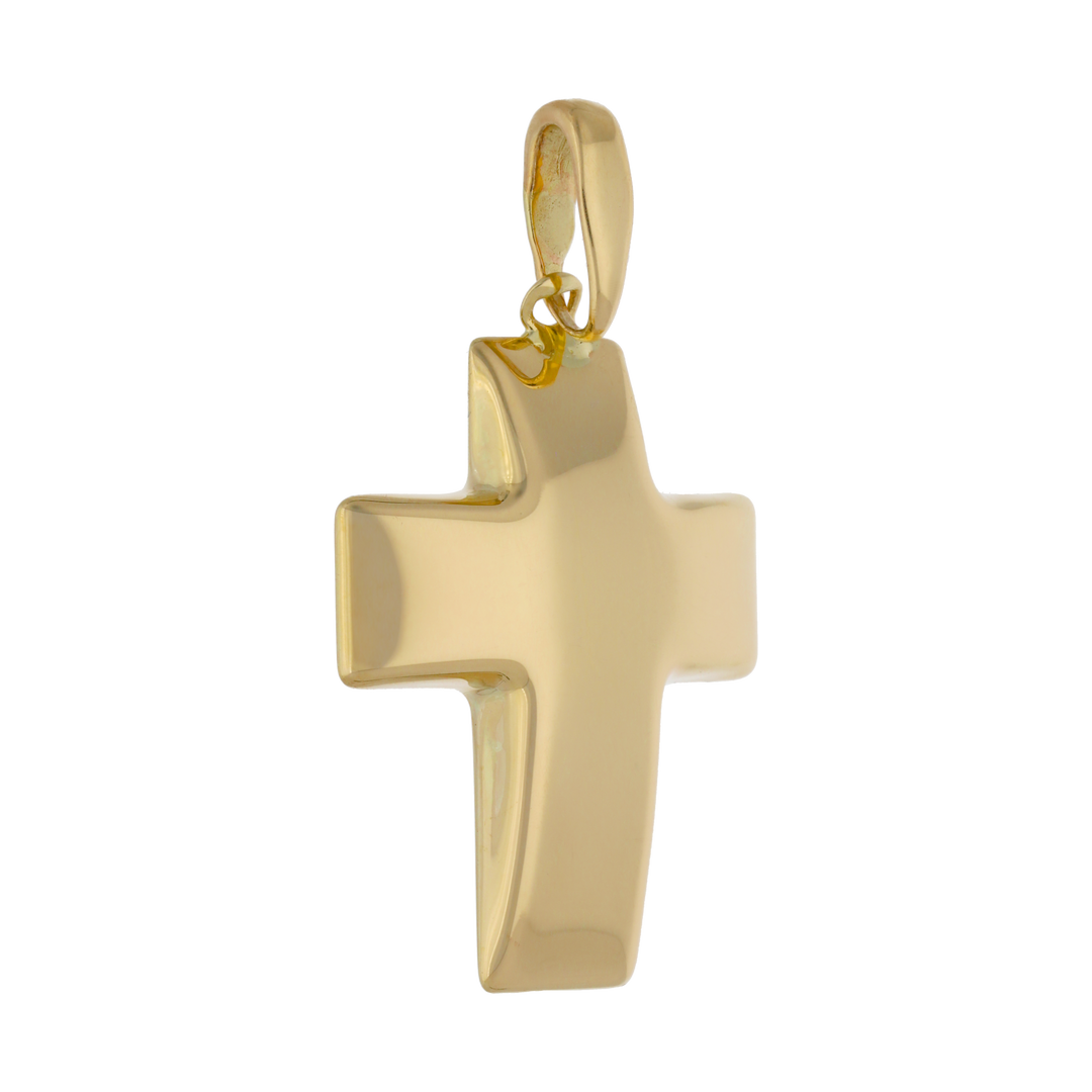 Cruz lisa hueca oro amarillo 14K