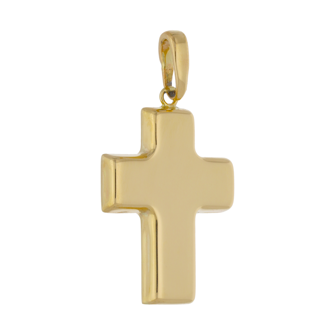 Cruz lisa hueca oro amarillo 14K