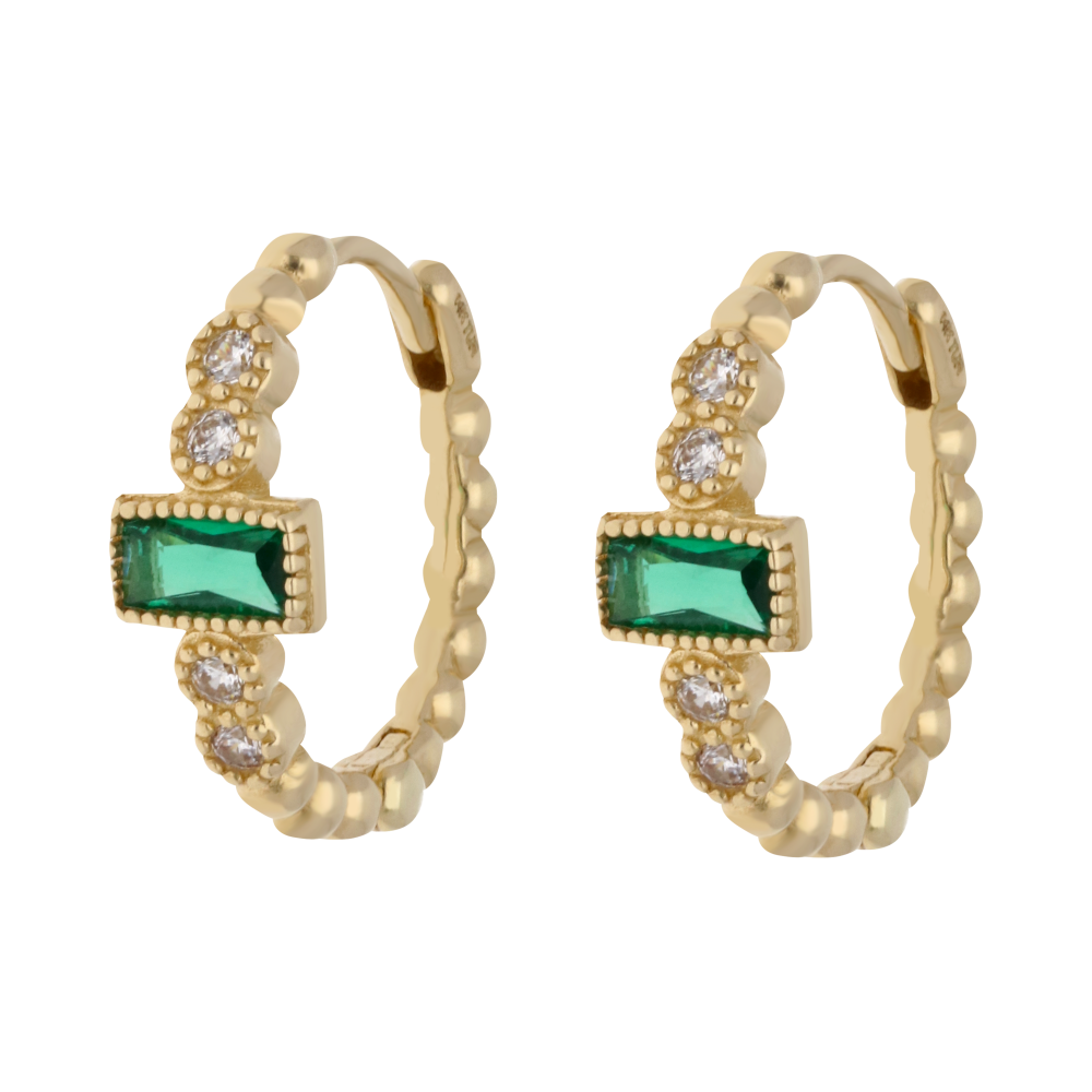 Huggies circonias blancas y verdes 14K