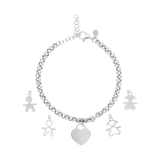 Pulsera rolo corazón plata dijes niños