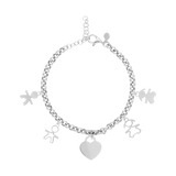 Pulsera rolo corazón plata dijes niños