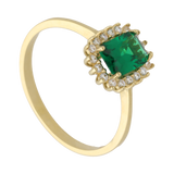 Anillo circonias verdes y blancas 10K