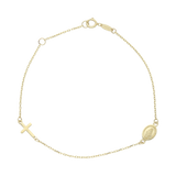 Pulsera Virgen Milagrosa y cruz 10K