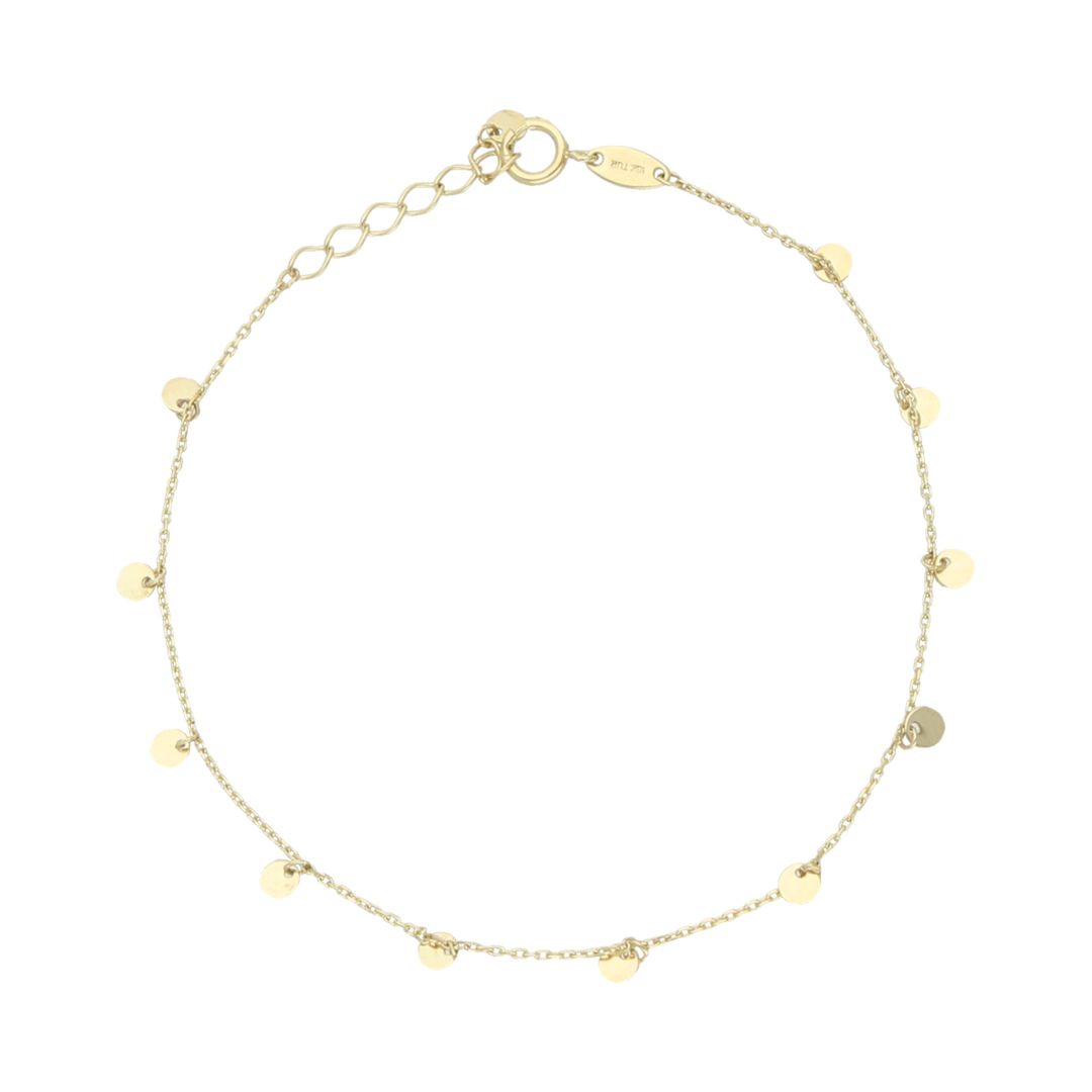 Pulsera círculos colgantes 10K