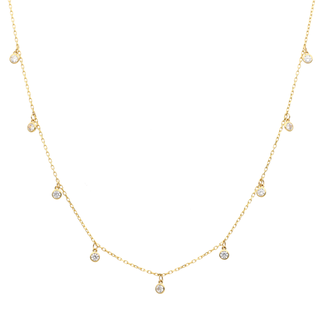 Collar circonias blancas colgantes 10K