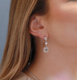 Aretes largos topacio y diamantes 14K