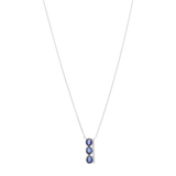 Collar dije barra 3 zafiros oval y diamantes 14K