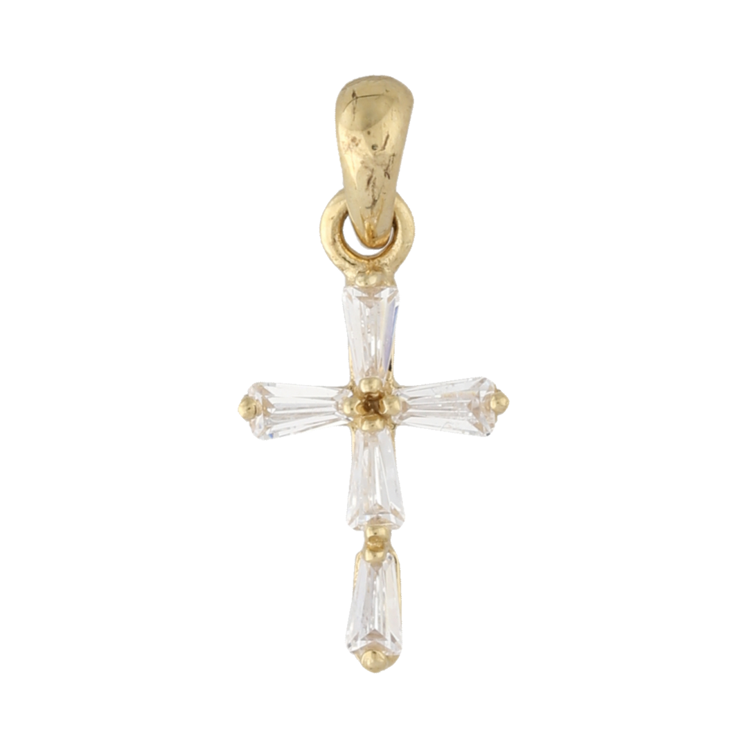 Cruz mini circonias 14K