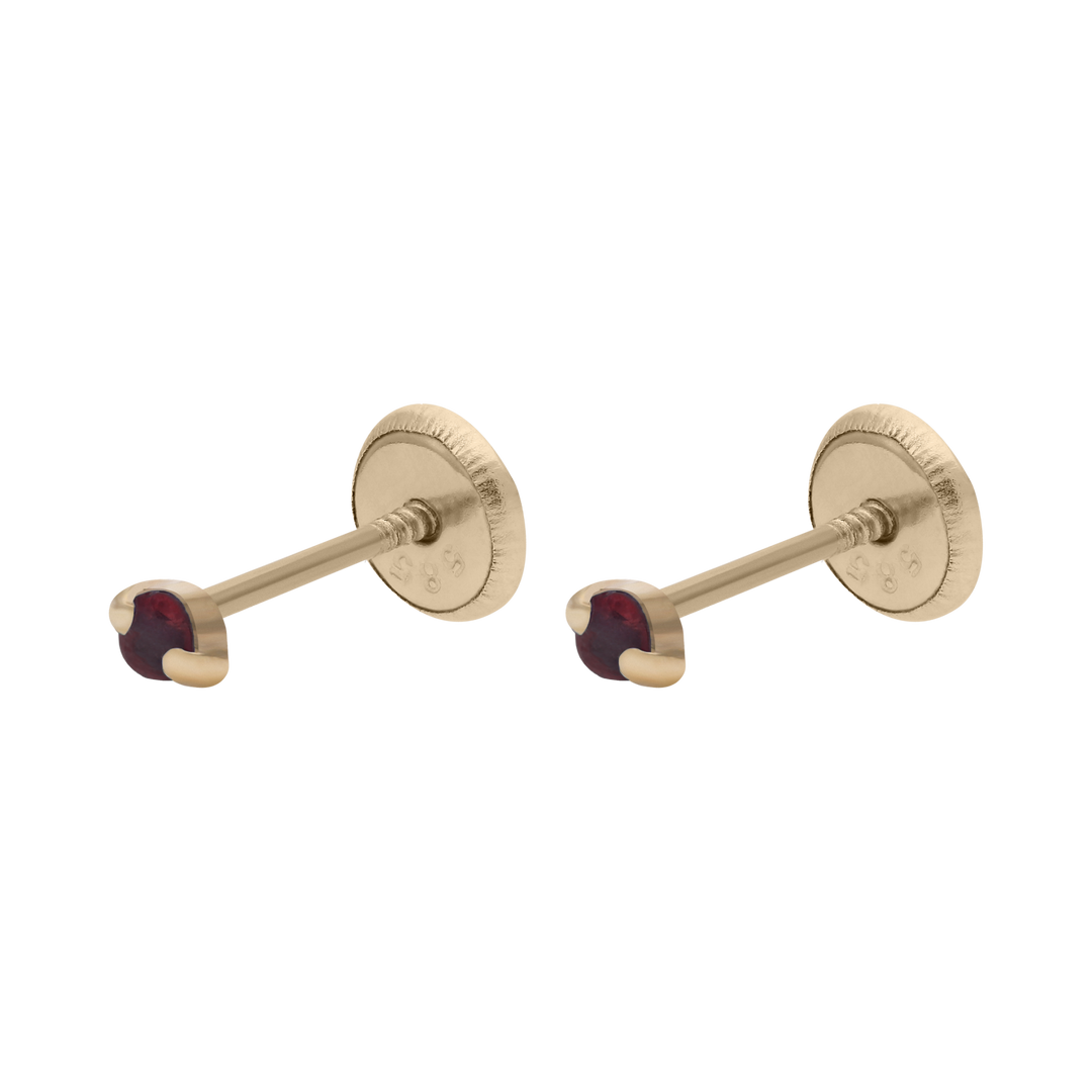 Broquel mini rubí/zafiro 14K