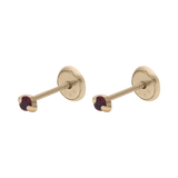 Broquel mini rubí/zafiro 14K