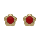 Broquel flor turquesa/coral 14K