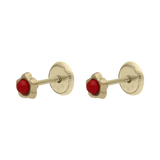 Broquel flor turquesa/coral 14K