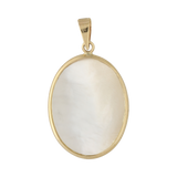 Medalla oval madre perla Guadalupe 14K