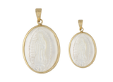 Medalla oval madre perla Guadalupe 14K