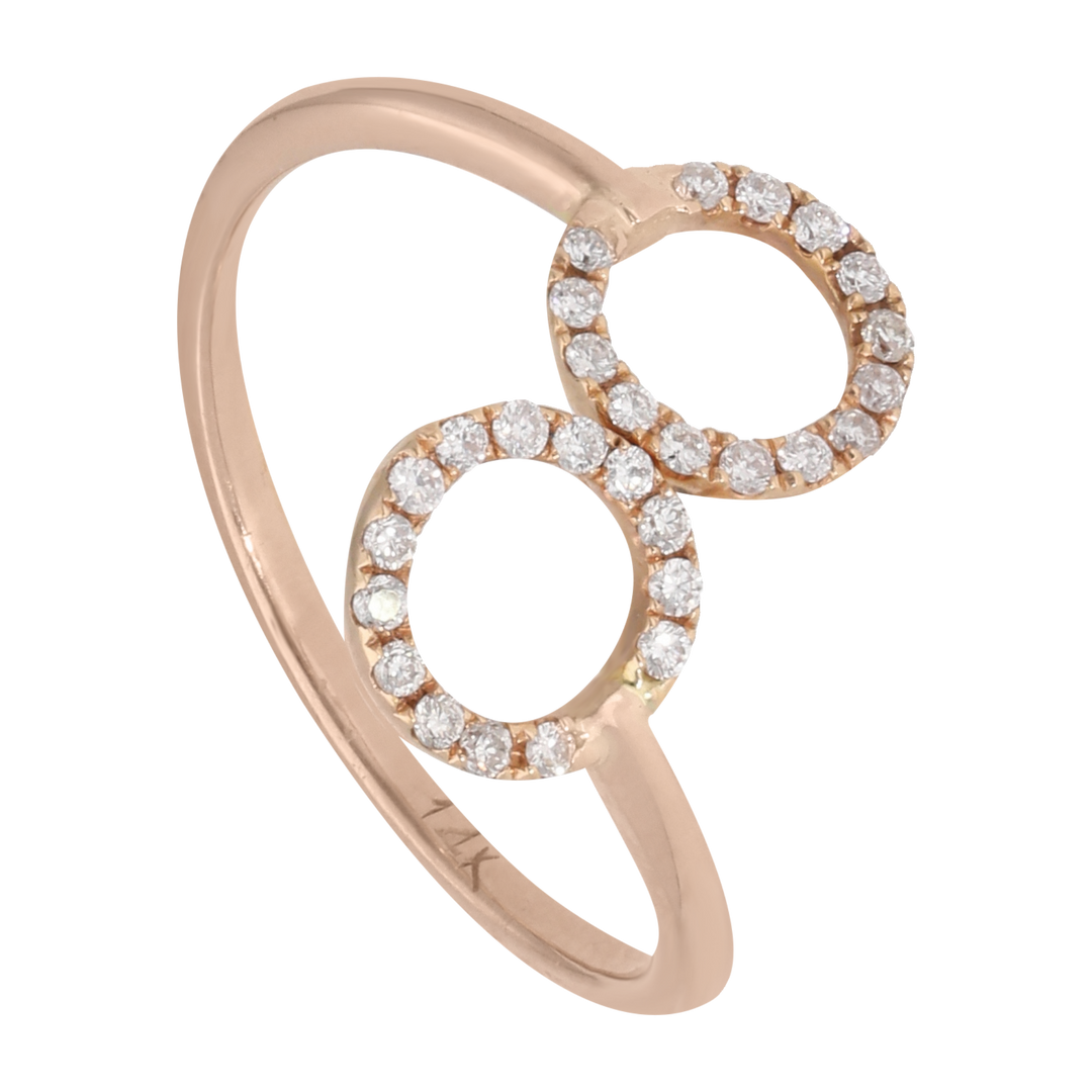 Anillo 2 cículos brillantes 14K
