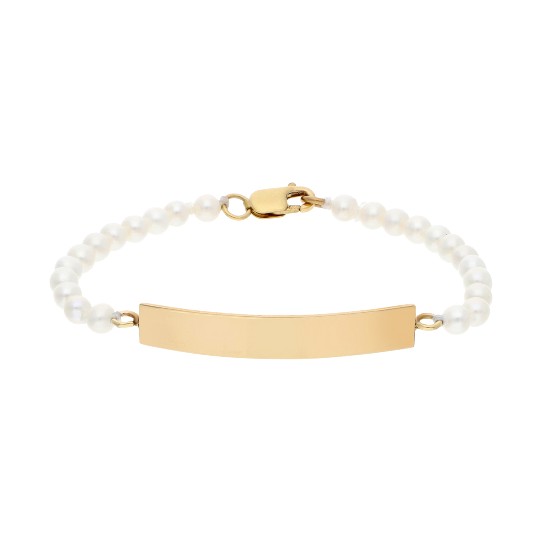 Esclava perlas blancas 14K