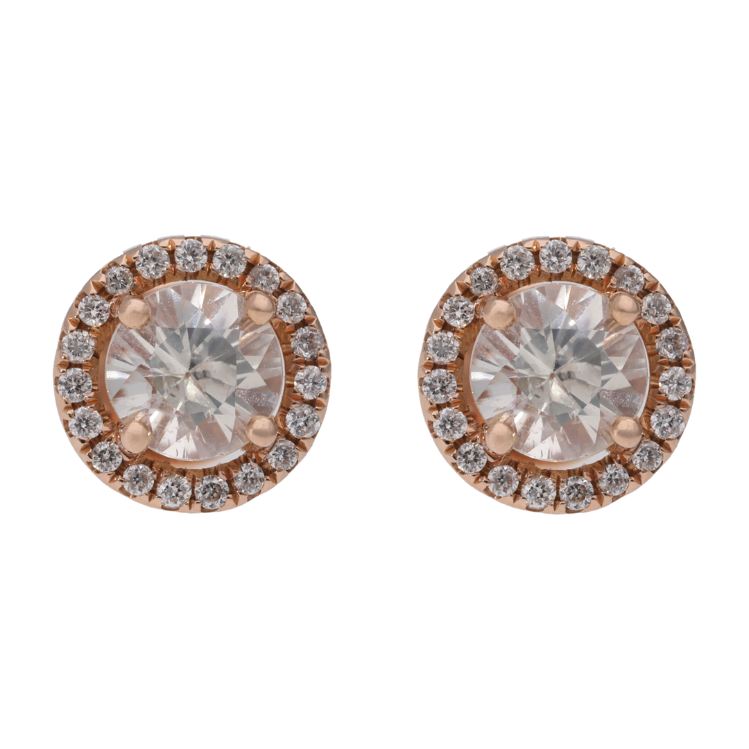 Broquel zafiro blanco oro rosa 14K