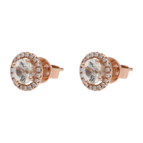 Broquel zafiro blanco oro rosa 14K