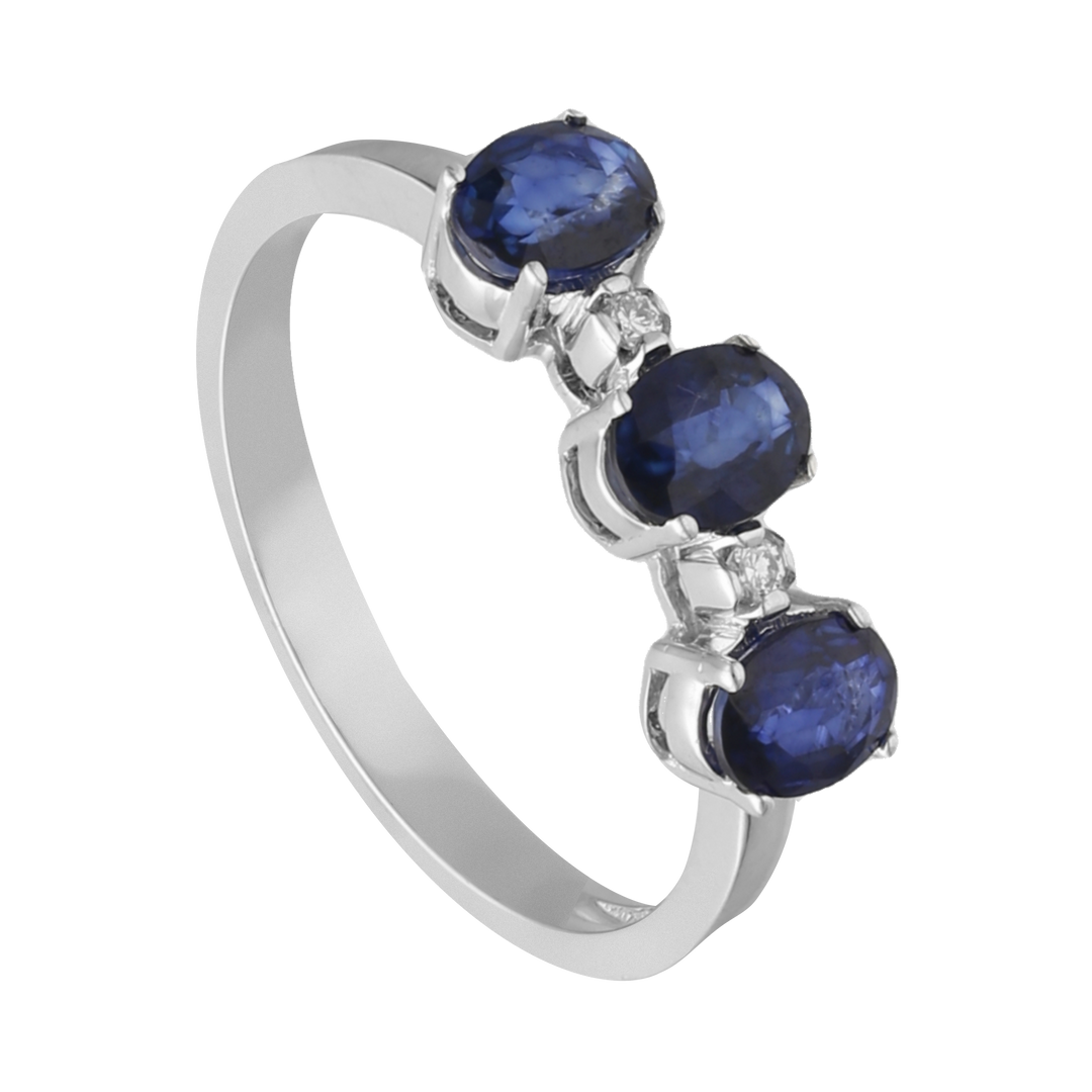 Anillo brillantes y zafiros 14K