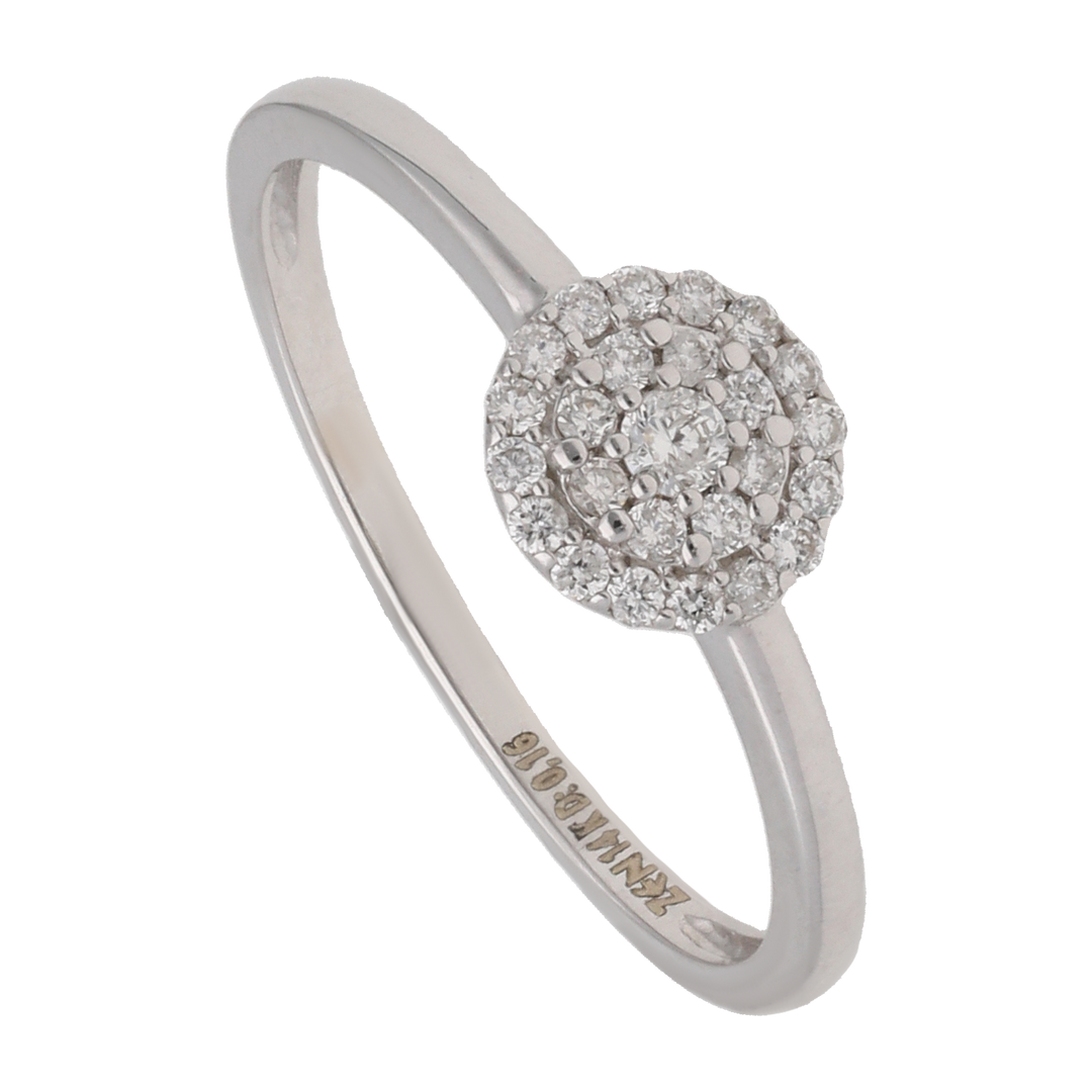 Anillo 3 filas brillantes 14K