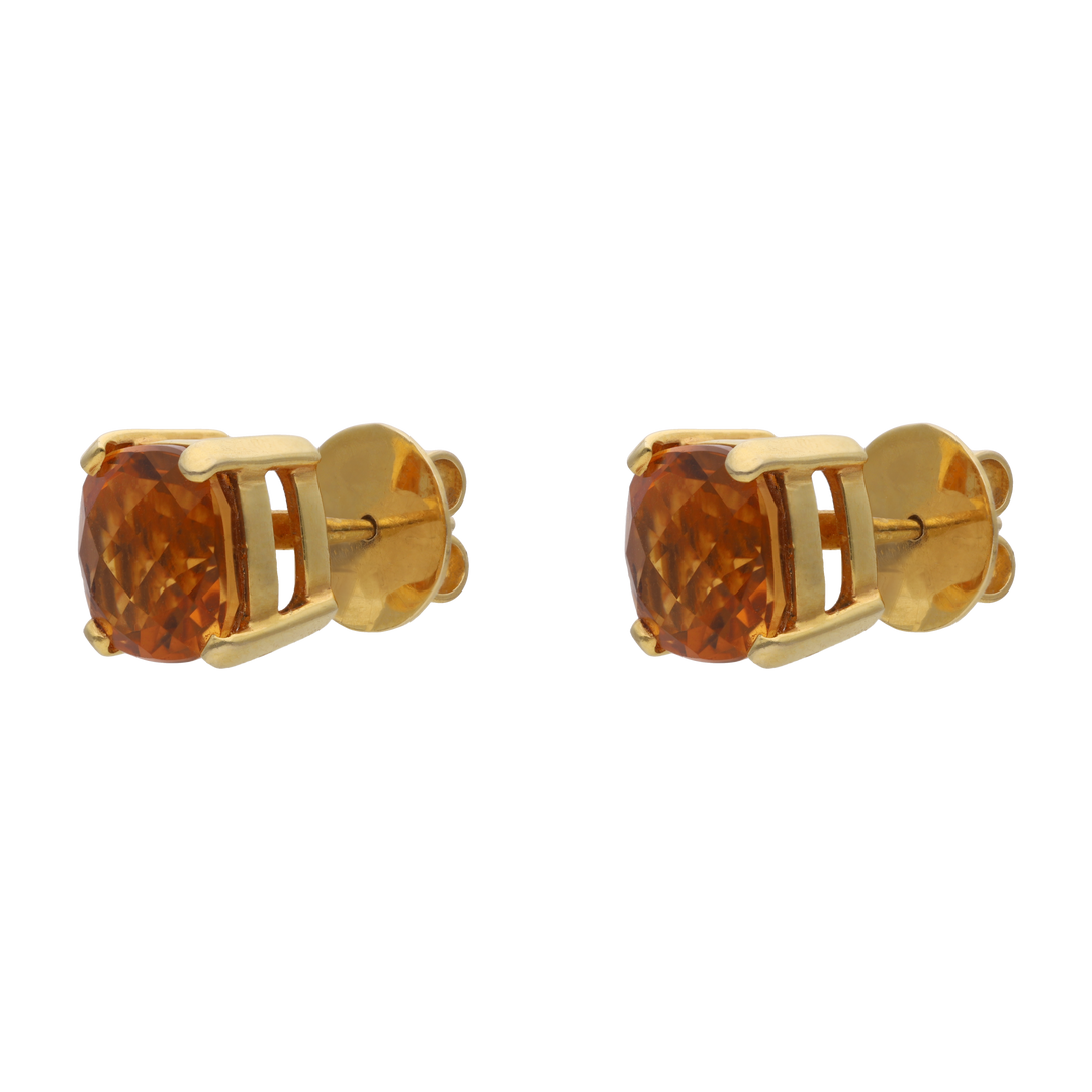 Broquel citrina cushion 4 uñas 14K