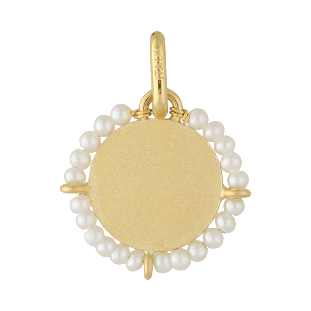 Medalla Virgen de Guadalupe 14K mini perlas