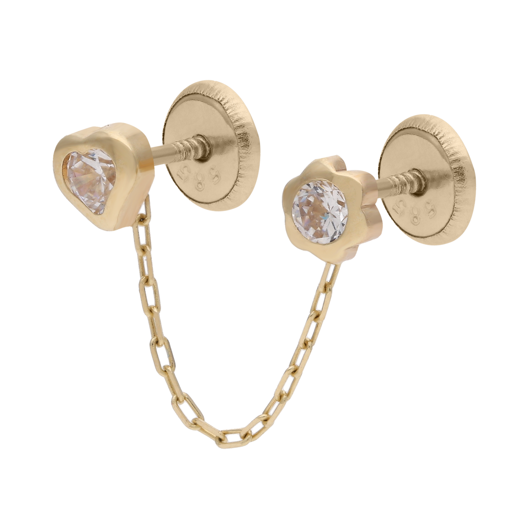 Broquel cadena y circonias 14K