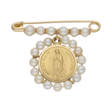 Seguro perlitas medalla Guadalupe 14K