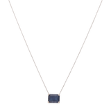 Set collar y broquel zafiro oro blanco 14K